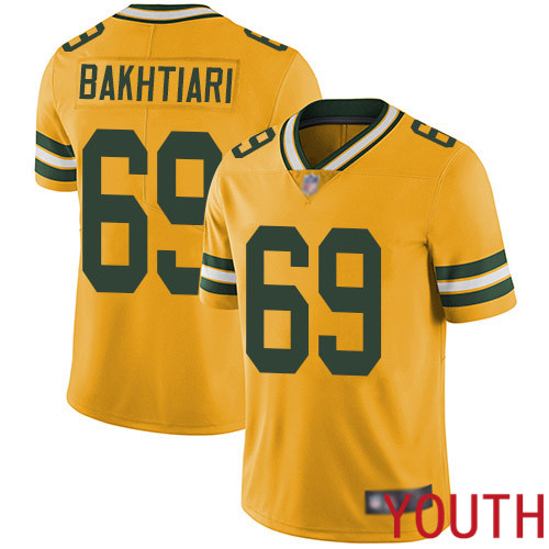 Green Bay Packers Limited Gold Youth #69 Bakhtiari David Jersey Nike NFL Rush Vapor Untouchable->women nfl jersey->Women Jersey